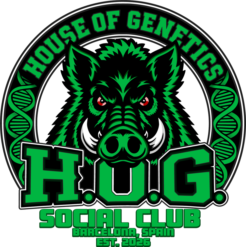 H.O.G. House of Genetics Social Club crest — a boar's head inside a DNA ring, Barcelona, Spain, est. 2026